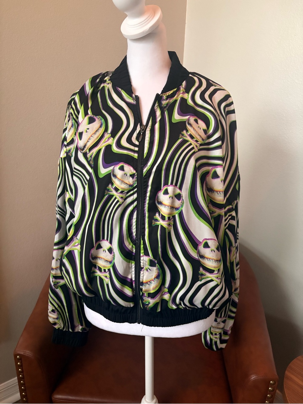 Disney Women's nightmare before Christmas Bomber Jacket - Black, Green, Purple